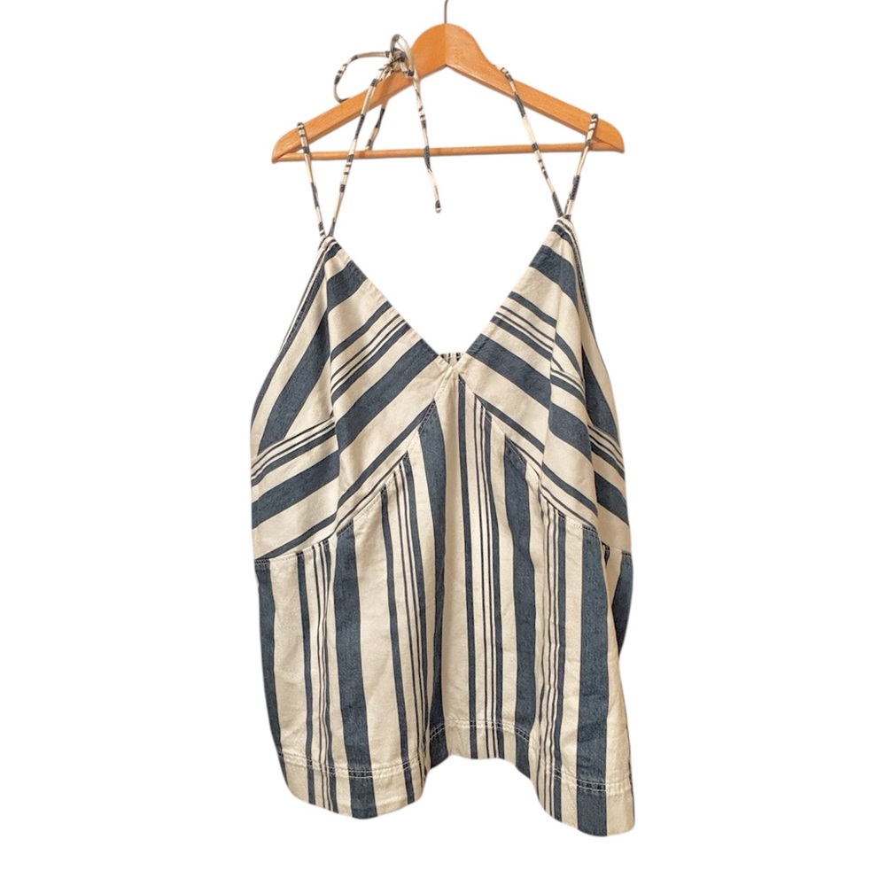 Blue & White Striped Denim Top Cotton Lyocell NWT Sz 2X